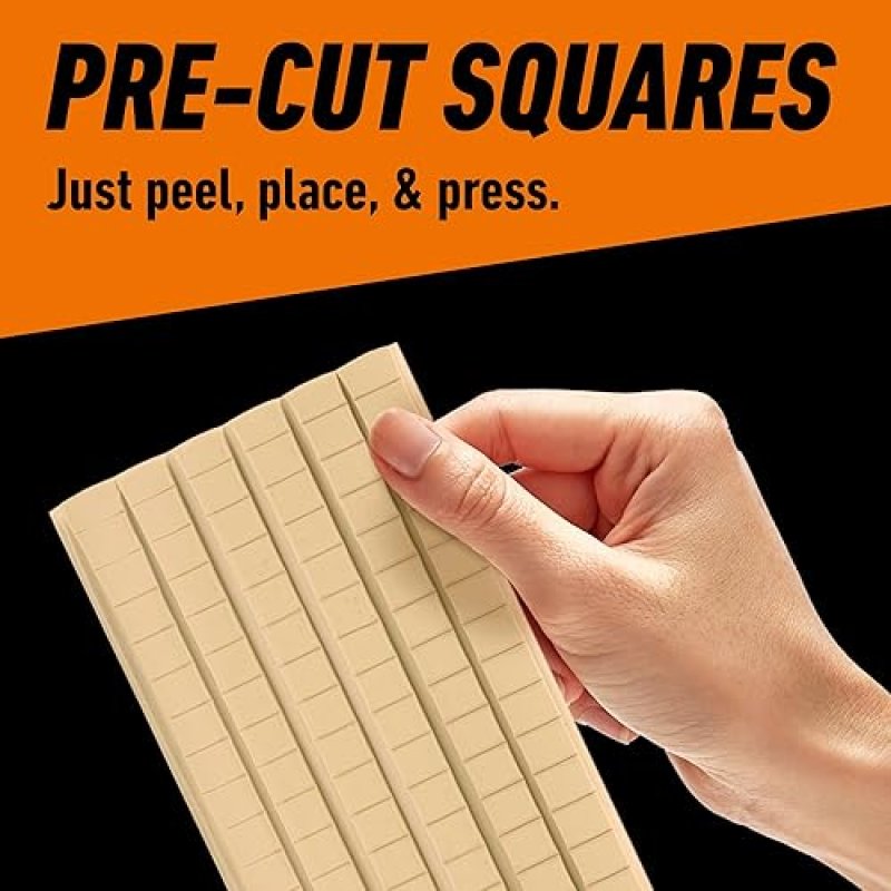 GORILLA MOUNTING PUTTY NATURAL TAN, 168 PRE-CUT SQUARES - NON-TOXIC, REMOVABLE WALL PUTTY