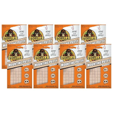 GORILLA MOUNTING PUTTY NATURAL TAN, 84 PRE-CUT SQUARES PACK OF 8 NON-TOXIC, REUSABLE WALL PUTTY