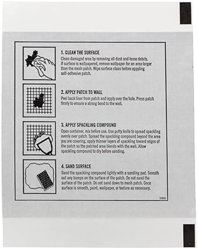 GORILLA 4X4 INCH FLEXIBLE WALL REPAIR PATCH DURABLE, PROFESSIONAL WALL CEILING FIXES, 1 PACK