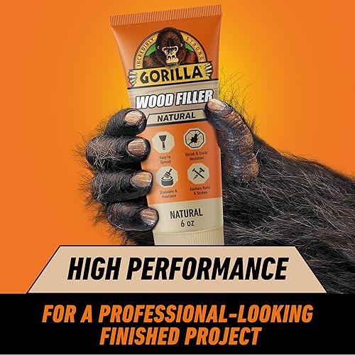 GORILLA ALL PURPOSE WOOD FILLER NATURAL 6OZ TUBE WATER RESISTANT INDOOR OUTDOOR USE