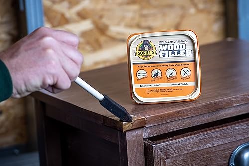 GORILLA ALL PURPOSE WOOD FILLER REPAIR KIT WITH PUTTY KNIFE AND SANDING BLOCK FOR WOOD RESTORATION