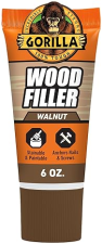 GORILLA WALNUT WOOD FILLER 6OZ TUBE WATER RESISTANT, INDOOR OUTDOOR REPAIR PASTE
