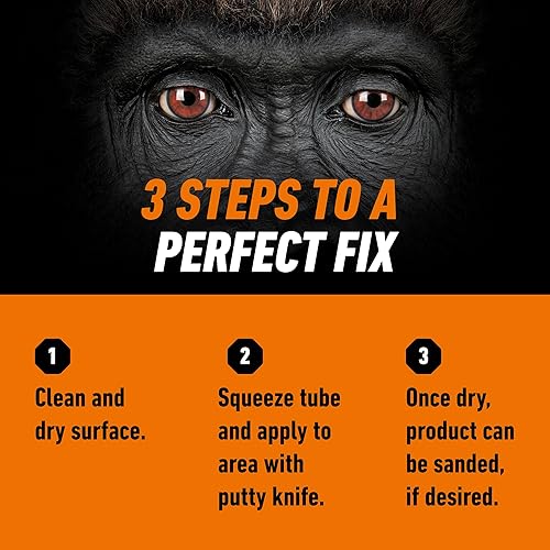 GORILLA WALNUT WOOD FILLER 6OZ TUBE WATER RESISTANT, INDOOR OUTDOOR REPAIR PASTE