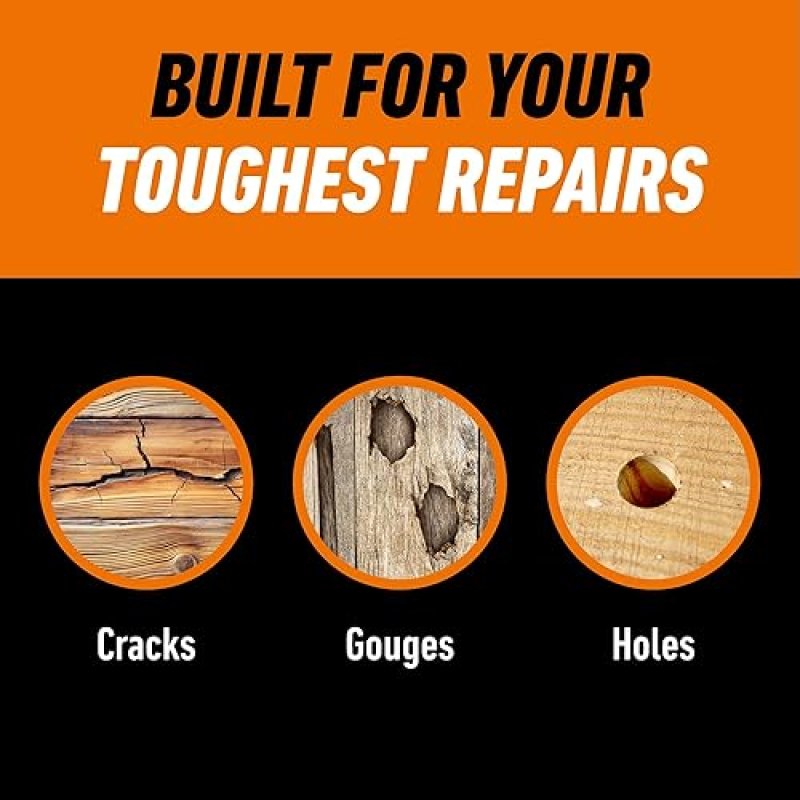 GORILLA ALL PURPOSE WOOD FILLER 6OZ GOLDEN OAK - WATER RESISTANT FOR INDOOR OUTDOOR USE