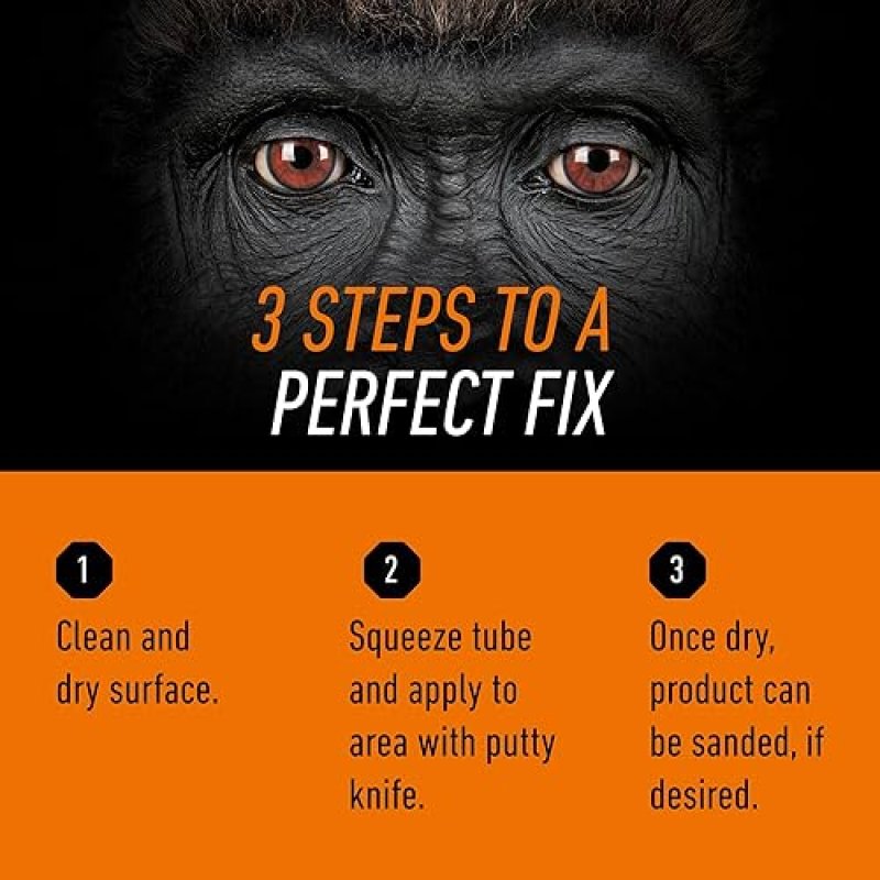 GORILLA ALL PURPOSE WOOD FILLER 6OZ GOLDEN OAK - WATER RESISTANT FOR INDOOR OUTDOOR USE