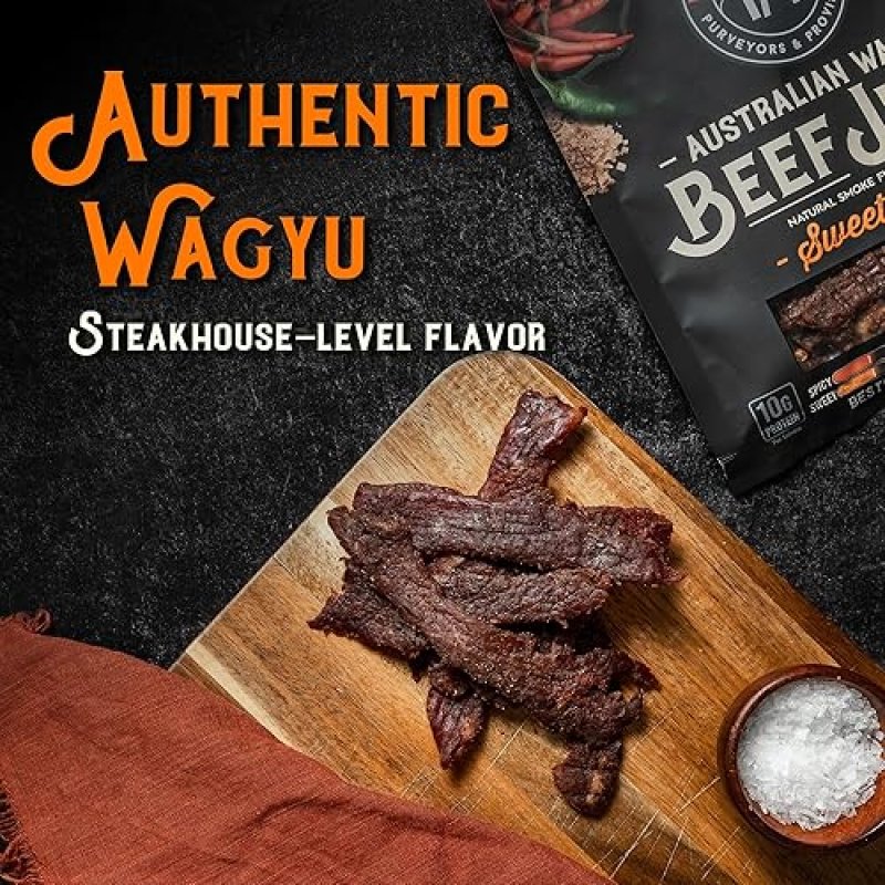 MEAT ARTISAN AUSTRALIAN WAGYU BEEF JERKY SWEET HEAT - HIGH PROTEIN, GLUTEN FREE, NO MSG 3OZ