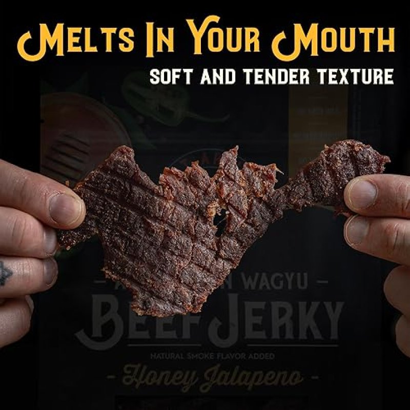 MEAT ARTISAN AUSTRALIAN WAGYU BEEF JERKY HONEY JALAPEñO - HIGH PROTEIN, GLUTEN FREE, NO MSG, 3OZ
