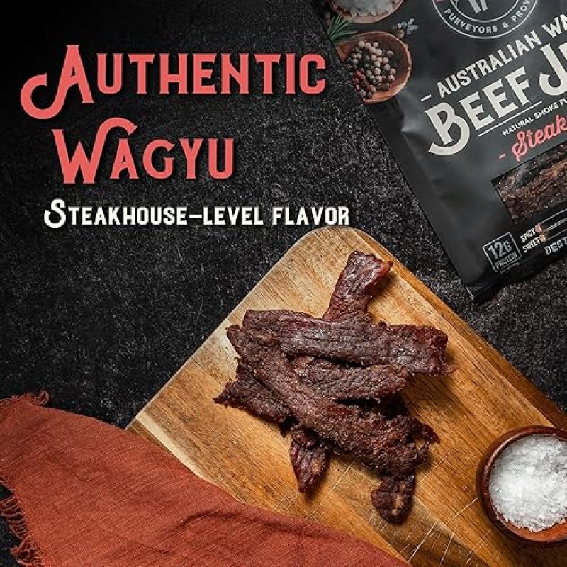 MEAT ARTISAN AUSTRALIAN WAGYU BEEF JERKY - HIGH PROTEIN, GLUTEN FREE, NO MSG, 3OZ 85G