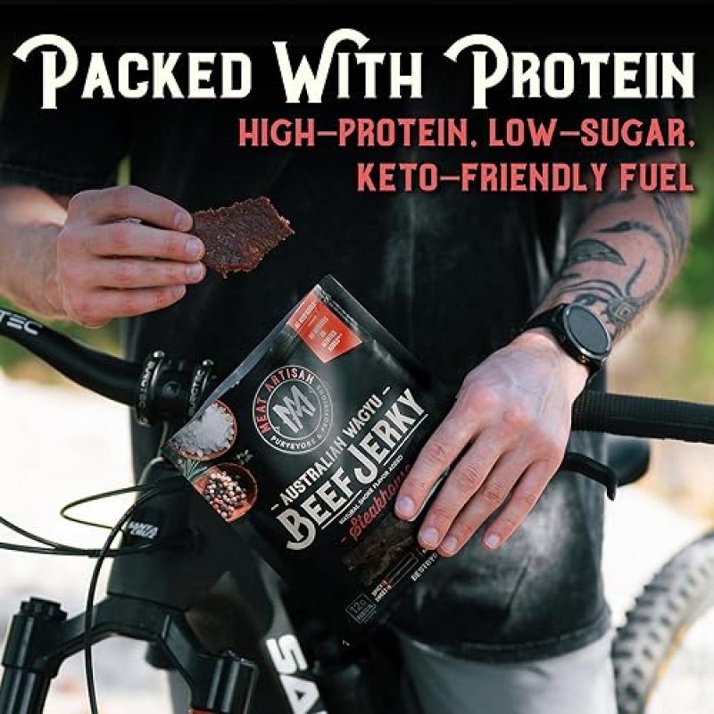 MEAT ARTISAN AUSTRALIAN WAGYU BEEF JERKY - HIGH PROTEIN, GLUTEN FREE, NO MSG, 3OZ 85G