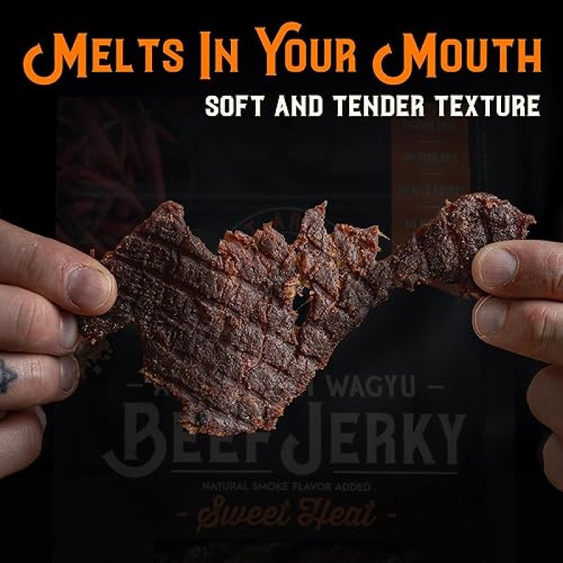 MEAT ARTISAN AUSTRALIAN WAGYU BEEF JERKY SWEET HEAT - HIGH PROTEIN, GLUTEN FREE, NO MSG, 3OZ PREMIUM SNACK