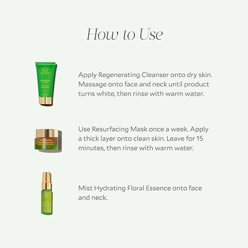 TATA HARPER DAILY ESSENTIALS SKINCARE SET TRAVEL SIZE 7-STEP NATURAL SKINCARE ROUTINE