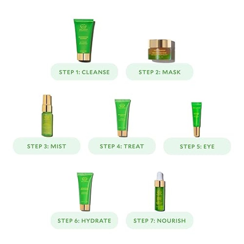TATA HARPER DAILY ESSENTIALS SKINCARE SET TRAVEL SIZE 7-STEP NATURAL SKINCARE ROUTINE