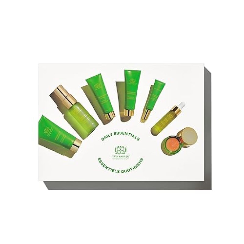 TATA HARPER DAILY ESSENTIALS SKINCARE SET TRAVEL SIZE 7-STEP NATURAL SKINCARE ROUTINE