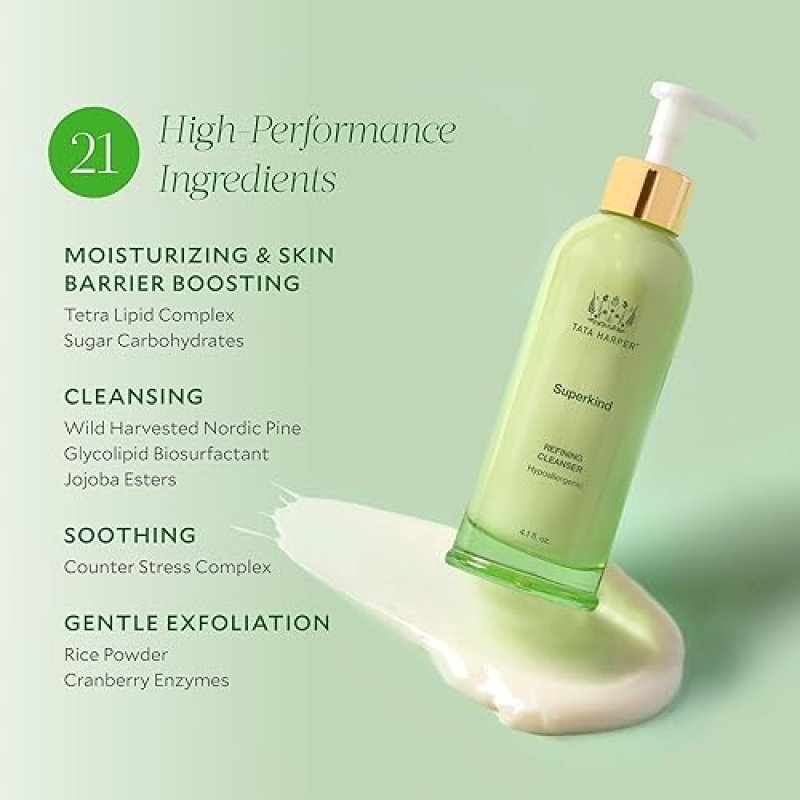 TATA HARPER SUPERKIND REFINING CLEANSER 125ML GENTLE, HYPOALLERGENIC, VEGAN SKINCARE