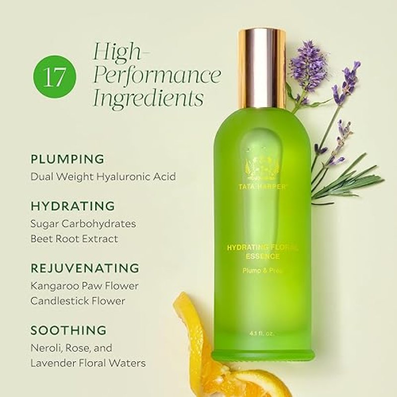 TATA HARPER HYDRATING FLORAL ESSENCE FACE MIST WITH HYALURONIC ACID NATURAL SKINCARE