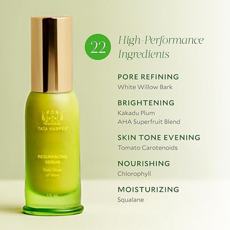 TATA HARPER RESURFACING SERUM 30ML BRIGHTENING AHA BHA NATURAL DAILY GLOW FACE SERUM