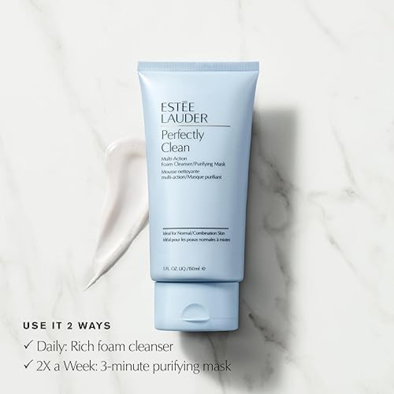 ESTéE LAUDER PERFECTLY CLEAN MULTI-ACTION FOAMING FACE WASH PURIFYING MASK, 5 FL OZ