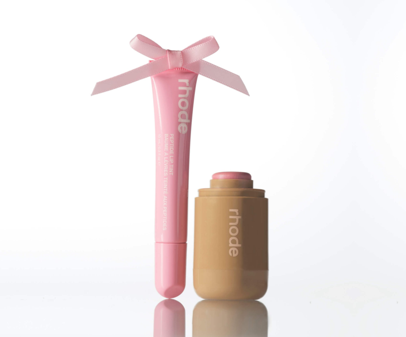 RHODE THE DUOS POCKET BLUSH + PEPTIDE LIP TINT  PIGGY + RIBBON -  A BABY PINK PAIR