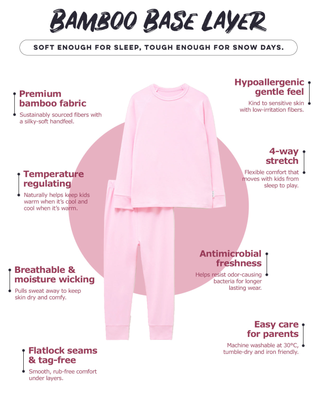 ROARSOME BAMBOO BASE LAYER - MARSHMALLOW PINK