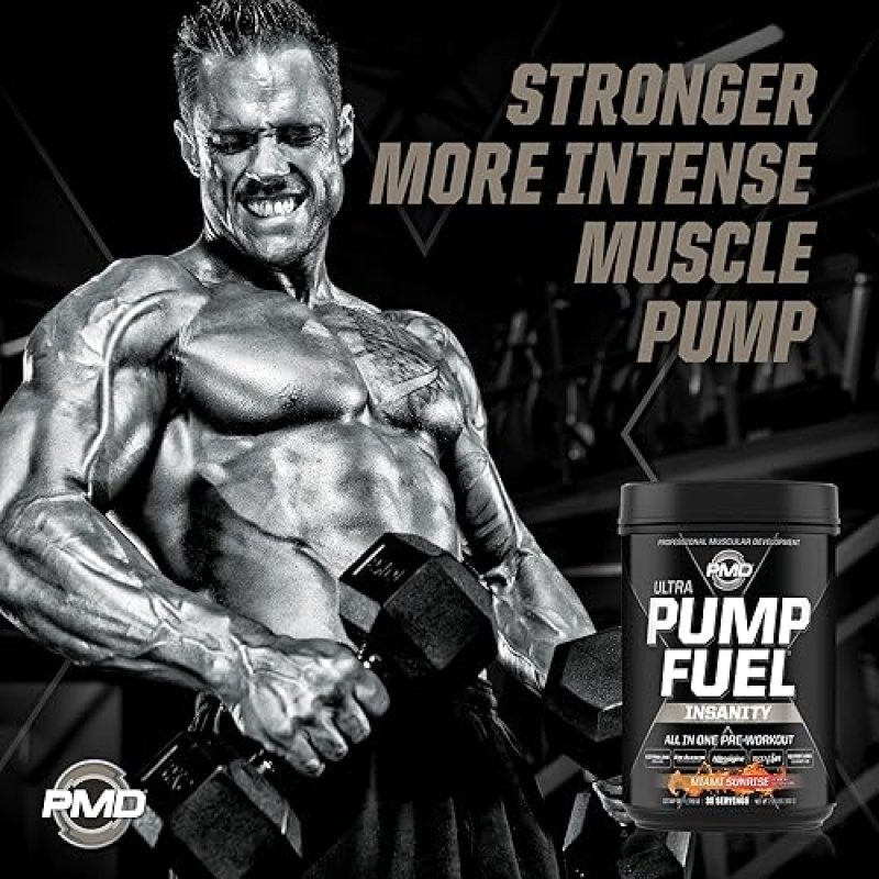 PMD SPORTS PUMP FUEL ULTRA INSANITY PRE WORKOUT POWDER FOCUS, ENDURANCE RECOVERY, 30 SERVINGS