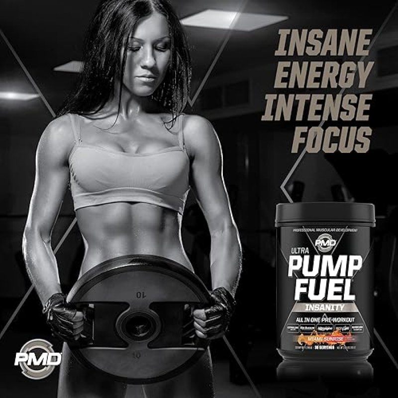 PMD SPORTS PUMP FUEL ULTRA INSANITY PRE WORKOUT POWDER FOCUS, ENDURANCE RECOVERY, 30 SERVINGS