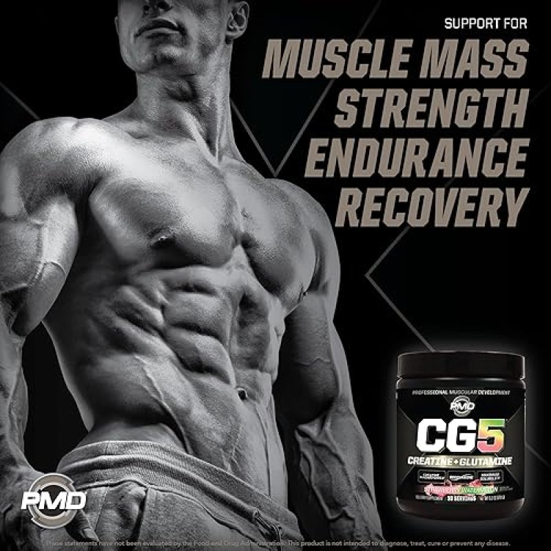 PMD SPORTS CG5 CREATINE L GLUTAMINE POWDER, STRAWBERRY WATERMELON, 30 SERVINGS, MUSCLE RECOVERY