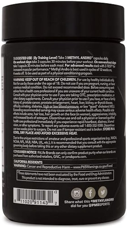 PMD SPORTS METHYL ANDRO WITH DHEA - TESTOSTERONE BOOSTER FOR MUSCLE GROWTH STRENGTH - 90 VEG CAPSULE