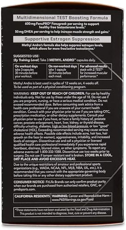 PMD SPORTS METHYL ANDRO WITH DHEA - TESTOSTERONE BOOSTER FOR MUSCLE GROWTH STRENGTH - 90 VEG CAPSULE