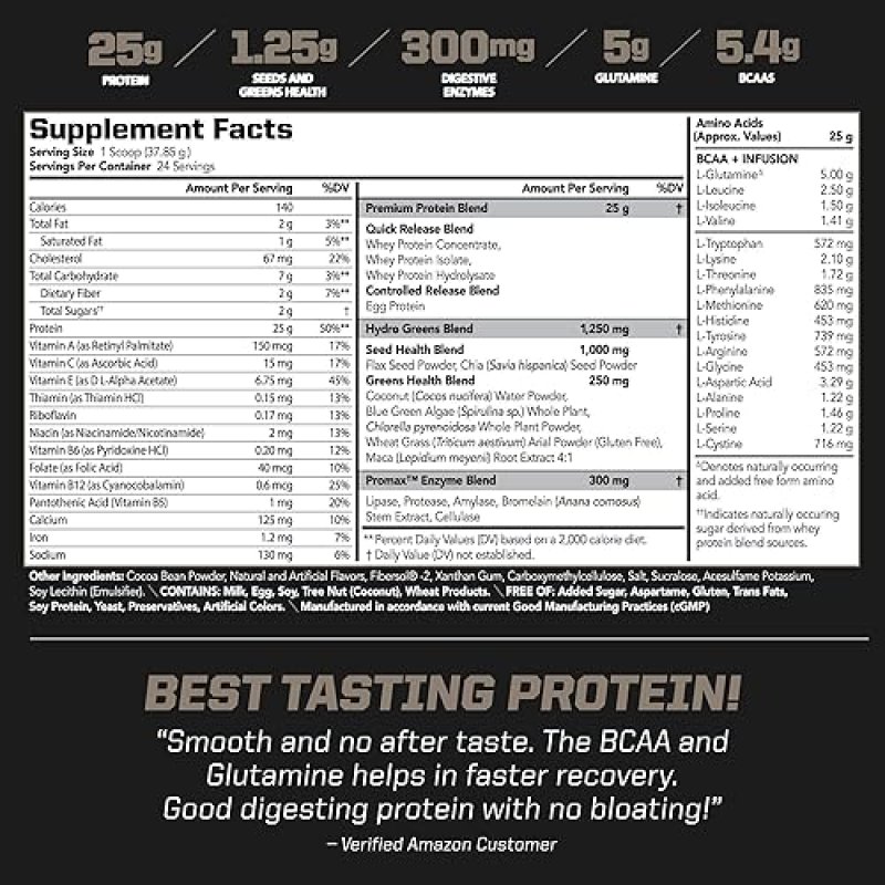 PMD SPORTS AMPLIFY XL WHEY PROTEIN WITH HYDRO GREENS, GLUTAMINE SUPERFOODS - DOUBLE CHOCOLATE