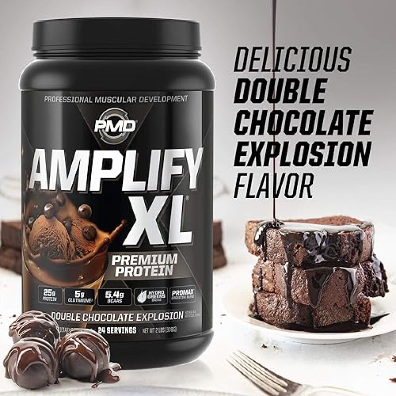 PMD SPORTS AMPLIFY XL WHEY PROTEIN WITH HYDRO GREENS, GLUTAMINE SUPERFOODS - DOUBLE CHOCOLATE