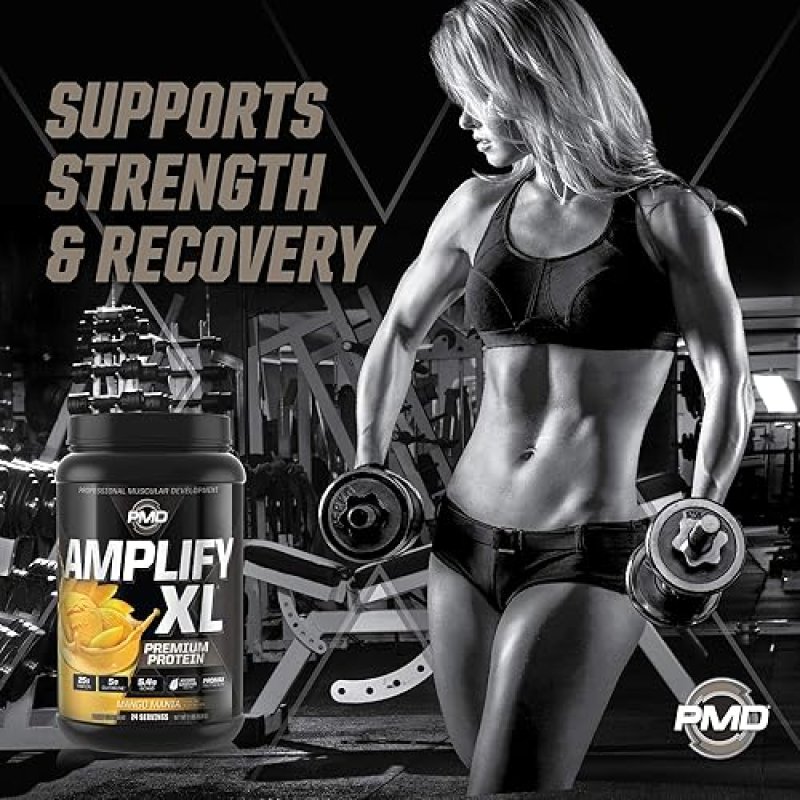 PMD SPORTS AMPLIFY XL WHEY PROTEIN WITH HYDRO GREENS, GLUTAMINE SUPERFOODS - MANGO, 24 SERVINGS