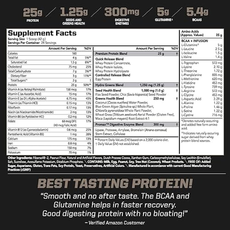 PMD SPORTS AMPLIFY XL WHEY PROTEIN WITH HYDRO GREENS, GLUTAMINE SUPERFOODS PEANUT BUTTER CUP, 24 SER