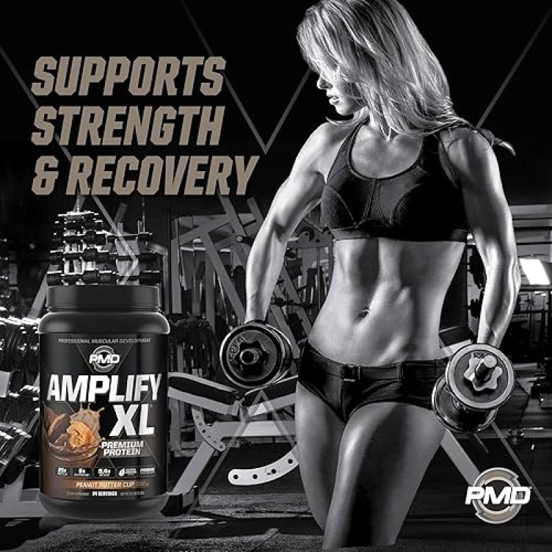 PMD SPORTS AMPLIFY XL WHEY PROTEIN WITH HYDRO GREENS, GLUTAMINE SUPERFOODS PEANUT BUTTER CUP, 24 SER