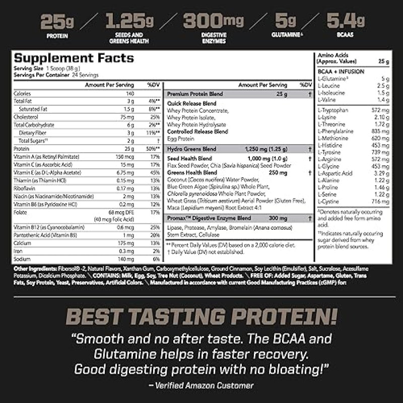PMD SPORTS AMPLIFY XL WHEY PROTEIN WITH HYDRO GREENS, GLUTAMINE SUPERFOODS - CINNAMON TOAST