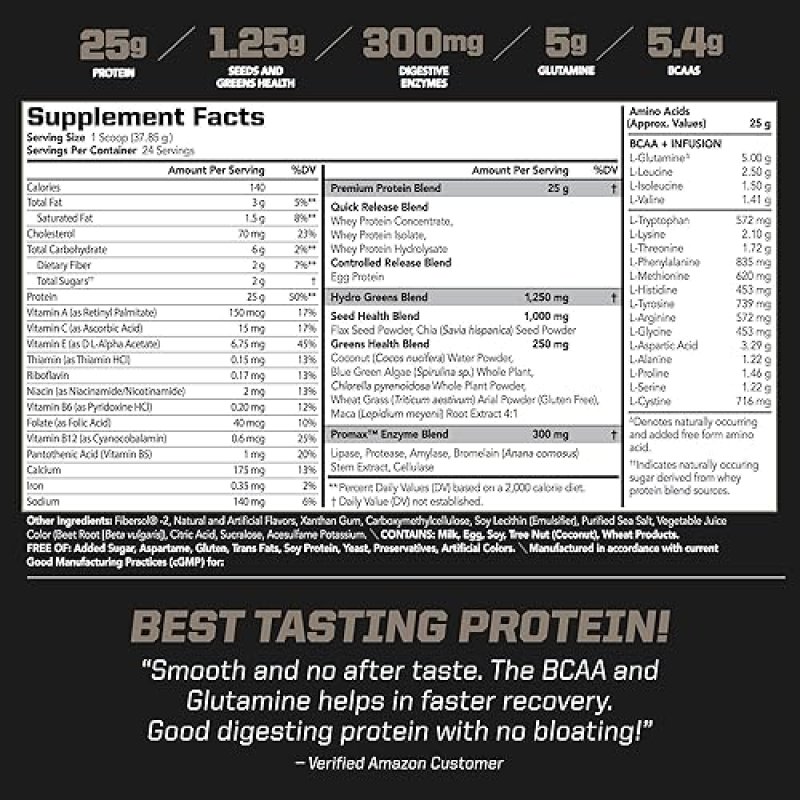 PMD SPORTS AMPLIFY XL WHEY PROTEIN WITH HYDRO GREENS, GLUTAMINE SUPERFOODS - STRAWBERRY, 24 SERVINGS