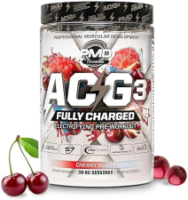 PMD SPORTS ACG3 FULLY CHARGED CHERRY SLUSH PRE WORKOUT POWDER ENERGY, FOCUS ENDURANCE