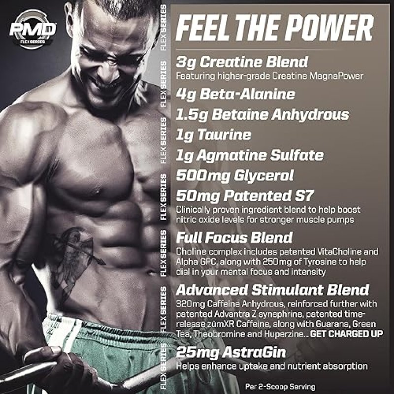 PMD SPORTS ACG3 FULLY CHARGED PRE WORKOUT POWDER - STRAWBERRY MARGARITA, ENERGY FOCUS BOOST