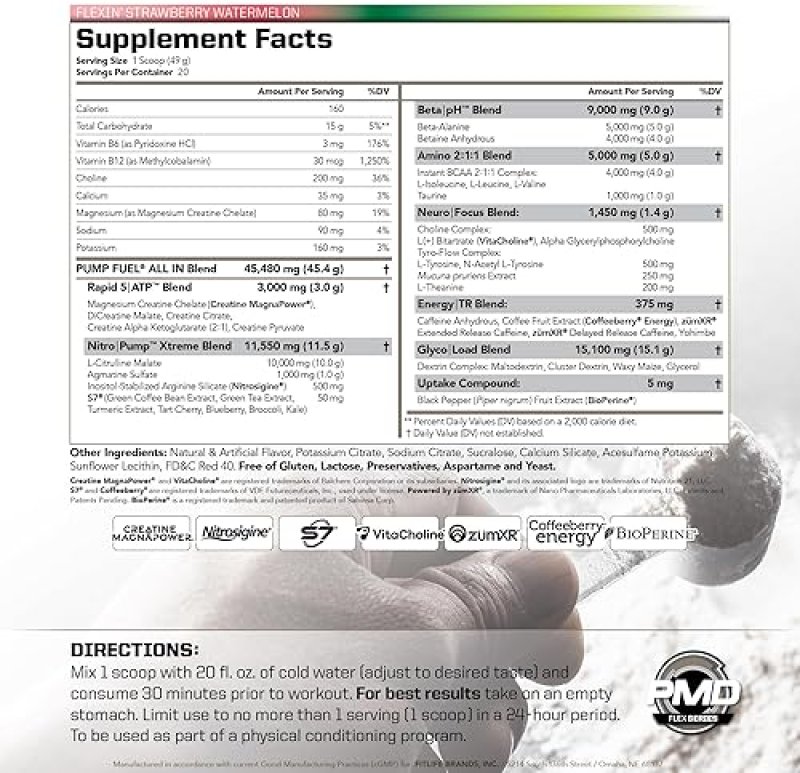 PMD SPORTS PUMP FUEL PRE WORKOUT - ENERGY, FOCUS, ENDURANCE RECOVERY, STRAWBERRY WATERMELON