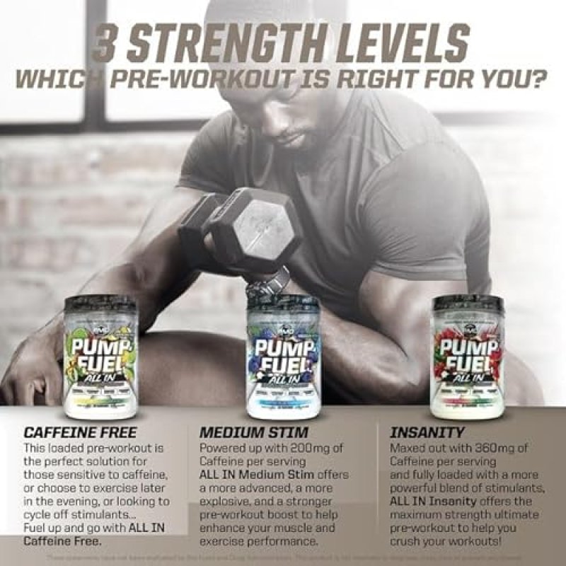 PMD SPORTS PUMP FUEL MEDIUM STIM PRE WORKOUT POWDER BLUE RASPBERRY ENERGY, FOCUS, ENDURANCE RECOVERY