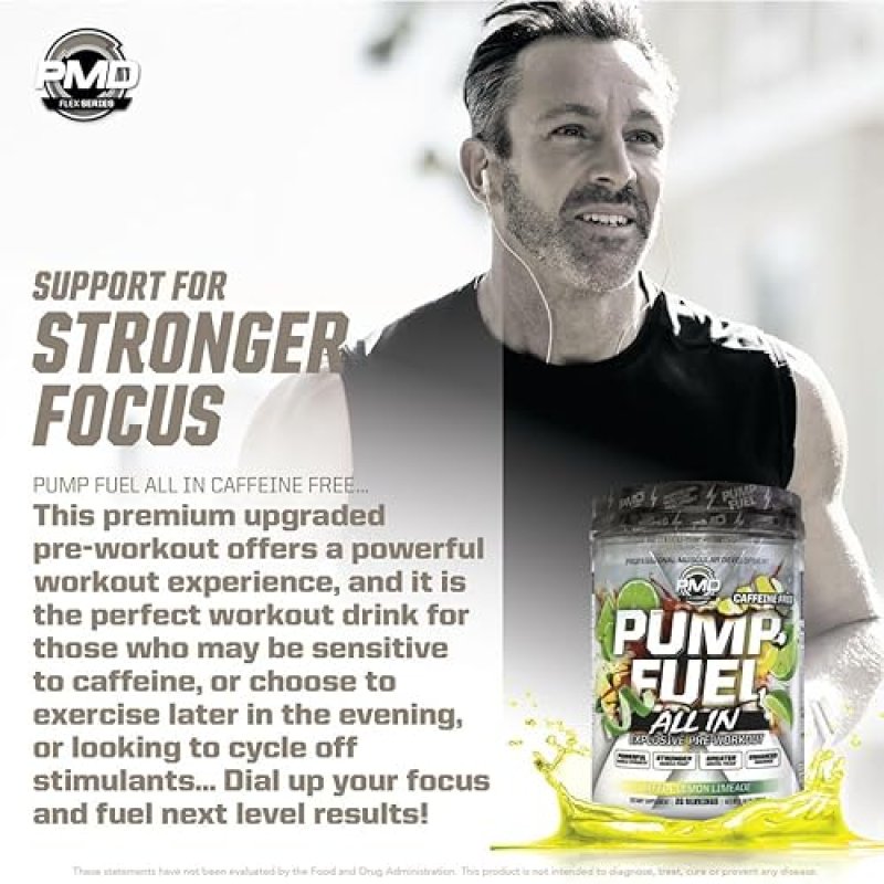 PMD SPORTS PUMP FUEL CAFFEINE-FREE PRE WORKOUT POWDER WITH CREATINE BETA ALANINE, 20 SERVINGS