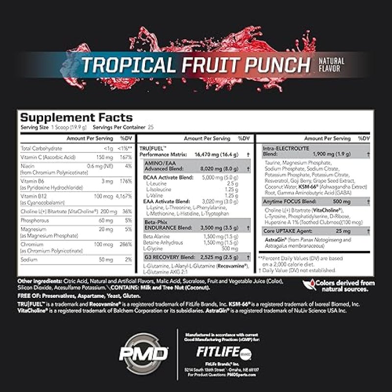 PMD SPORTS CORE FUEL BCAAS EAAS BETA ALANINE ELECTROLYTES MUSCLE GROWTH STRENGTH 25 SERVINGS