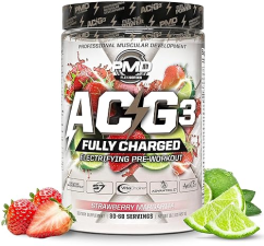 PMD SPORTS ACG3 FULLY CHARGED PRE WORKOUT POWDER STRAWBERRY MARGARITA ENERGY, FOCUS PUMP