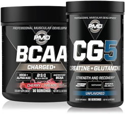 PMD SPORTS CG5 CREATINE L-GLUTAMINE POWDER 60 SERVINGS BCAA CHARGED CHERRY LIMEADE 30 SERVINGS