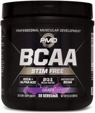 PMD SPORTS STIM-FREE BCAA POWDER GRAPE - MUSCLE RECOVERY, ENERGY PERFORMANCE BOOST, 30 SERVINGS