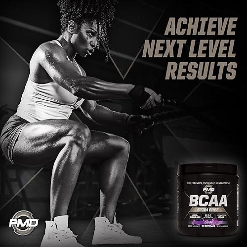 PMD SPORTS STIM-FREE BCAA POWDER GRAPE - MUSCLE RECOVERY, ENERGY PERFORMANCE BOOST, 30 SERVINGS