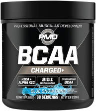 PMD SPORTS BCAA CHARGED AMINO ACID DRINK MIX BLUE SNOW CONE - 30 SERVINGS FOR MUSCLE ENERGY