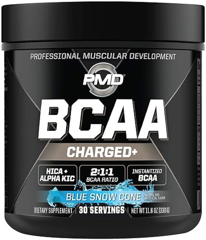 PMD SPORTS BCAA CHARGED AMINO ACID DRINK MIX BLUE SNOW CONE - 30 SERVINGS FOR MUSCLE ENERGY