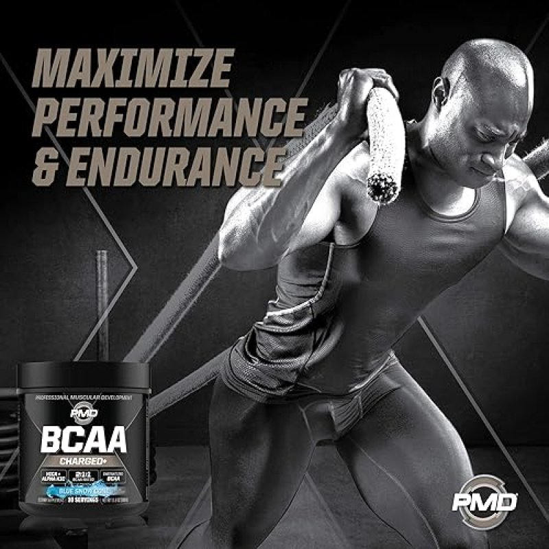 PMD SPORTS BCAA CHARGED AMINO ACID DRINK MIX BLUE SNOW CONE - 30 SERVINGS FOR MUSCLE ENERGY