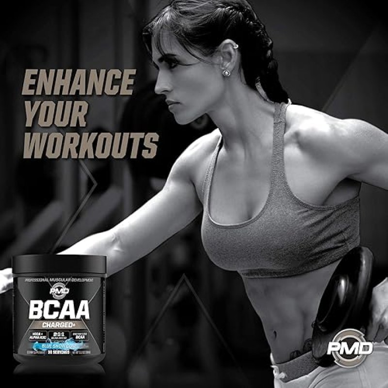 PMD SPORTS BCAA CHARGED AMINO ACID DRINK MIX BLUE SNOW CONE - 30 SERVINGS FOR MUSCLE ENERGY