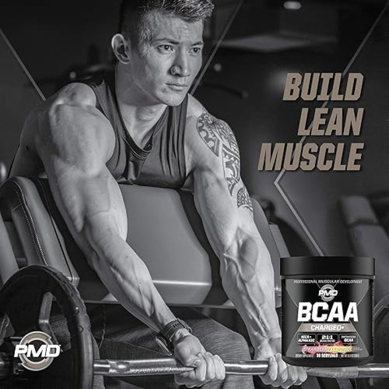 PMD SPORTS BCAA CHARGED AMINO ACID DRINK MIX STRAWBERRY LEMONADE - 30 SERVINGS FOR MUSCLE RECOVERY E
